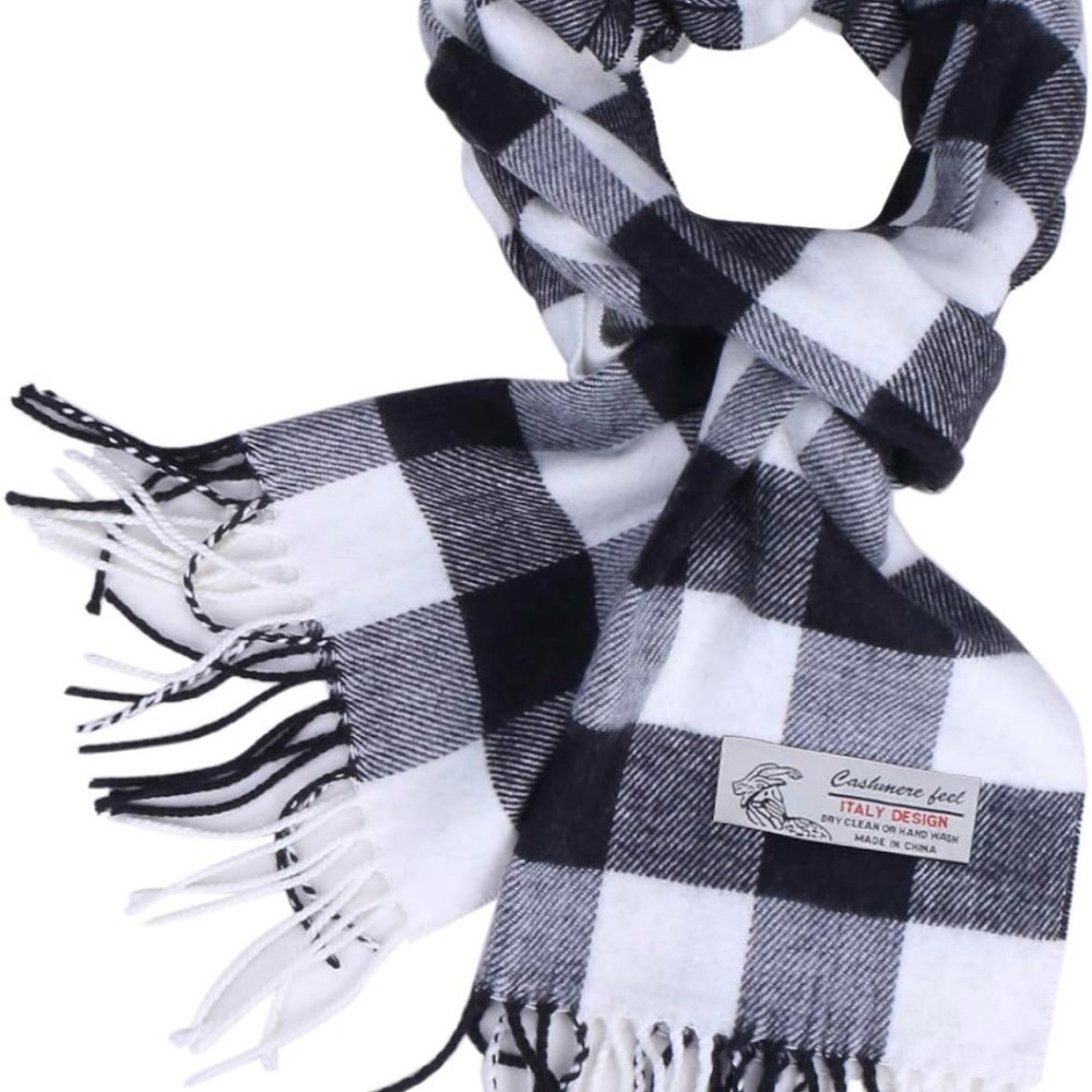 TZ Promise Herringbone Houndstooth Checked Pattern Cashmere Feel Scarf Unisex